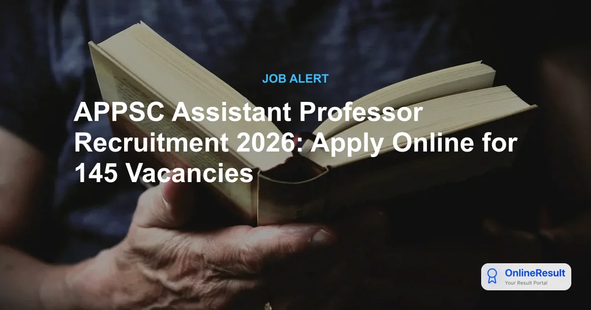 APPSC Assistant Professor Recruitment 2026: Apply for 145 Group-A Vacancies