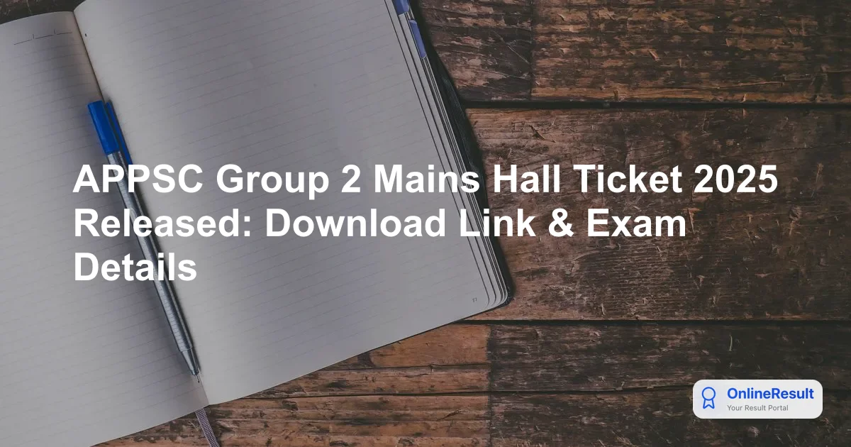 APPSC Group 2 Mains Hall Ticket 2025 Out: Download Admit Card, Exam Date