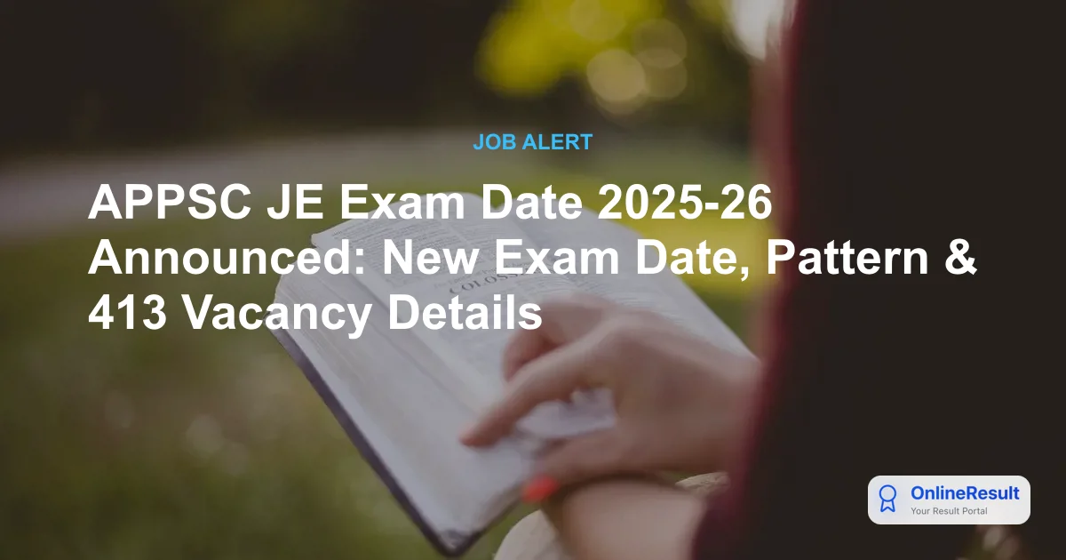 APPSC JE Recruitment 2025-26: 413 Engineer Vacancies Announced - Apply Now!