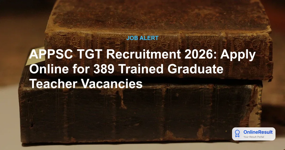 APPSC TGT Recruitment 2026: 389 Vacancies, Apply Now, Exam Details