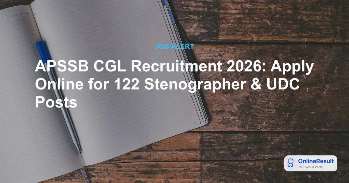 APSSB CGL Recruitment 2026: Apply for 122 Vacancies in Arunachal Pradesh