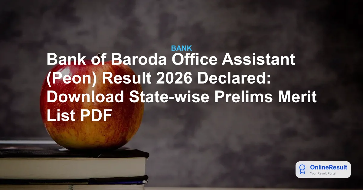 Bank of Baroda Office Assistant Prelims Result 2026 Out – Check Merit List