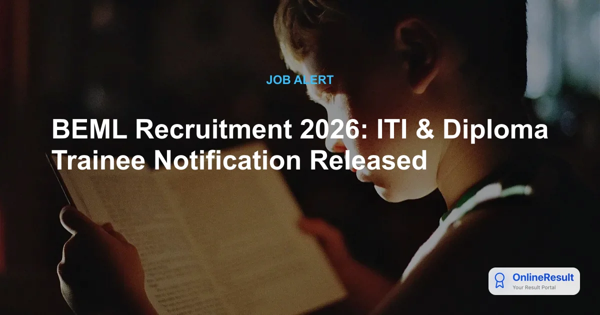 BEML ITI and Diploma Trainee Recruitment 2026: Official Notification & Eligibility