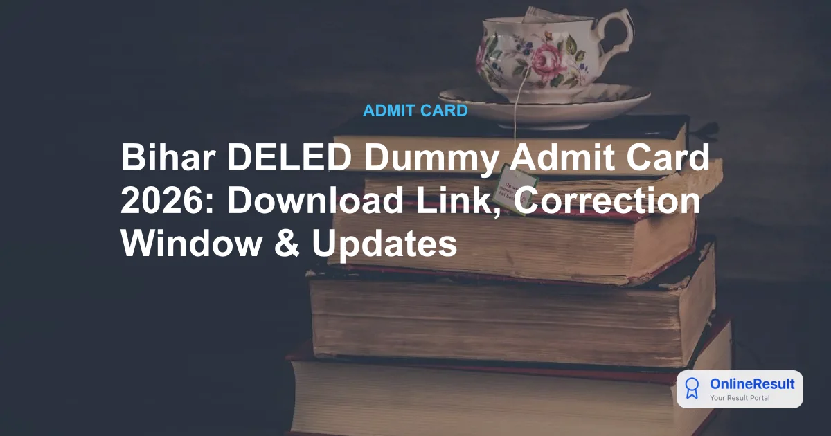 Bihar DELED Dummy Admit Card 2026: Official Correction Window, Dates & Process