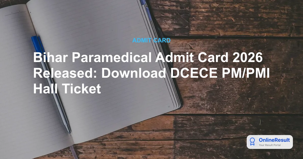 Bihar DCECE Admit Card 2026: Download Polytechnic & Paramedical Hall Ticket