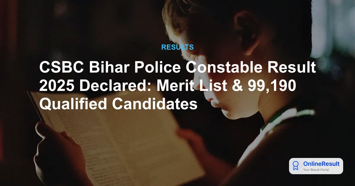 Bihar Police Constable Result 2025 Out: 99,190 Shortlisted for PET