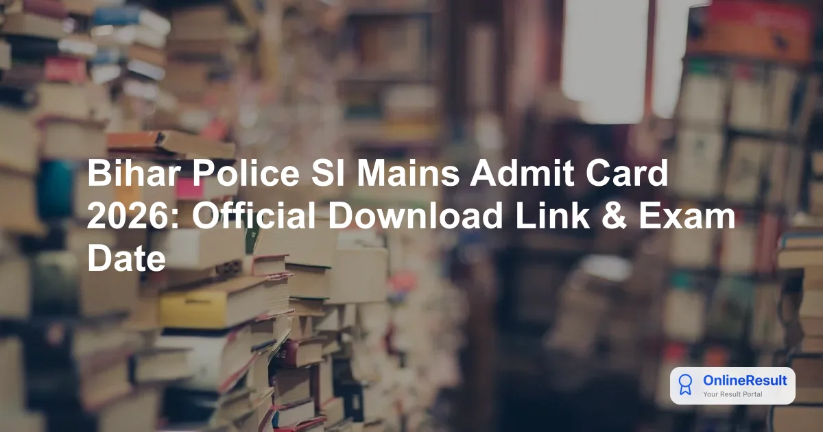 Bihar Police SI Mains Admit Card 2026 Released - Download Hall Ticket
