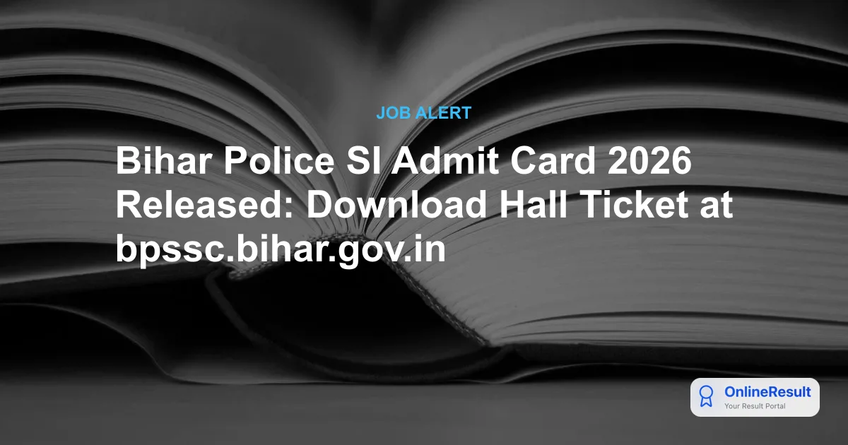 Bihar Police SI Prohibition Admit Card 2026: Download Hall Ticket