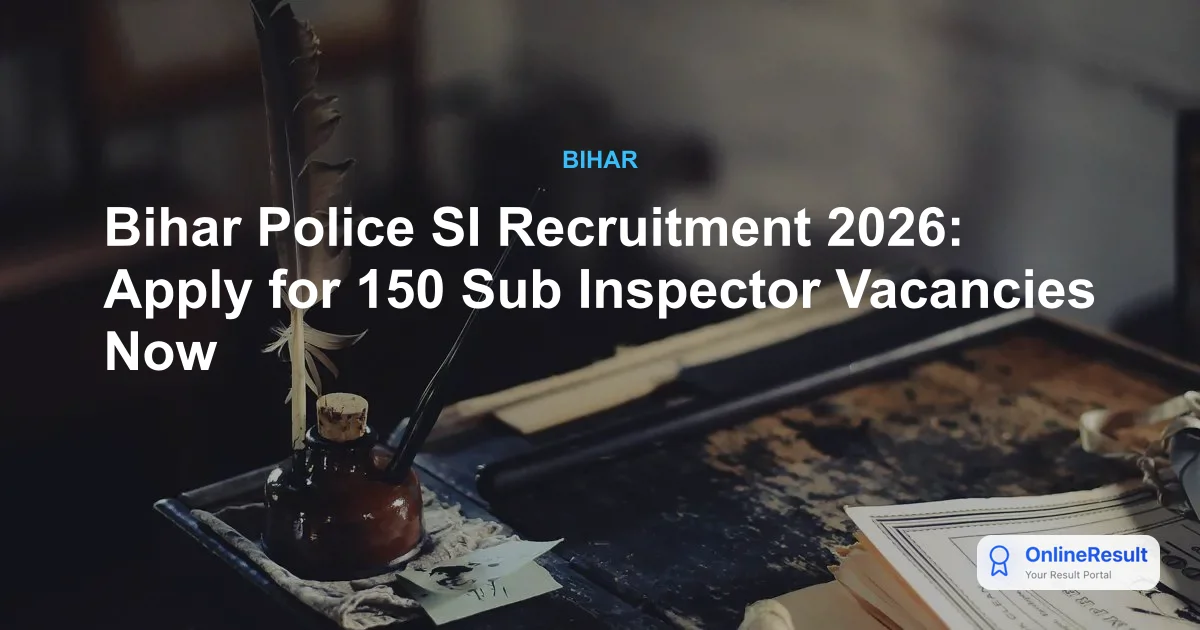 Bihar Police SI Recruitment 2026: Apply Online for 150 Sub Inspector Posts