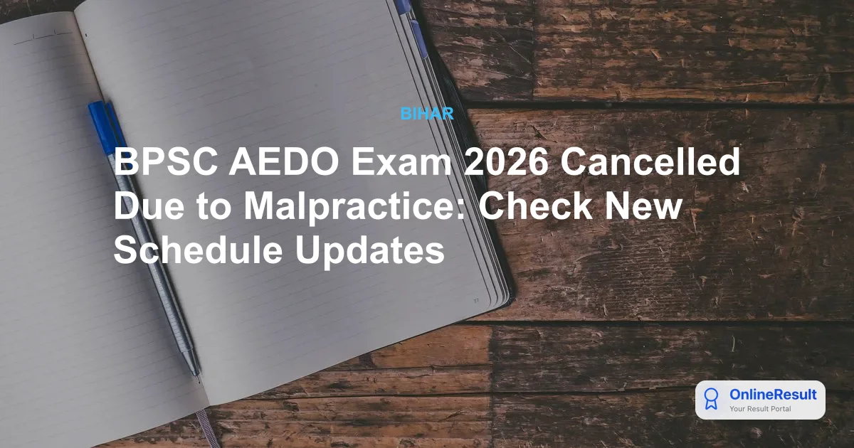 BPSC AEDO Exam 2026 Cancelled Due to Irregularities: New Schedule Soon