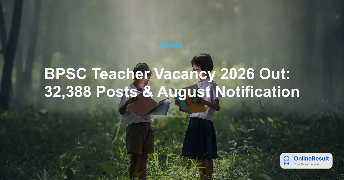 Bihar Teacher Vacancy 2026: 32,388 Posts Announced via BPSC TRE 4.0