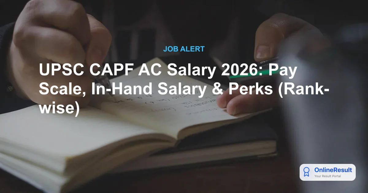 UPSC CAPF Assistant Commandant Salary 2026: Pay Scale, Allowances & Job Profile