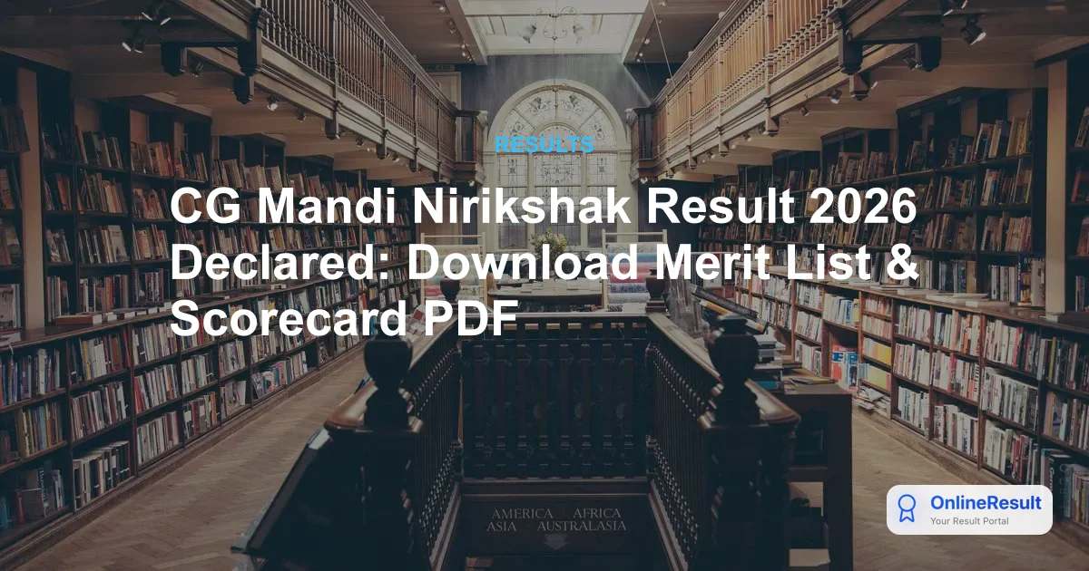 CG Mandi Nirikshak Result 2026 Out: Scorecard, Merit List PDF & Cut Off