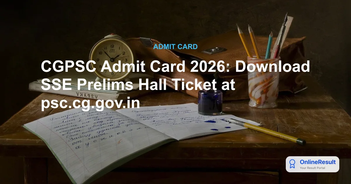 CGPSC SSE 2026 Prelims Admit Card Released: Download Now for Feb 22 Exam