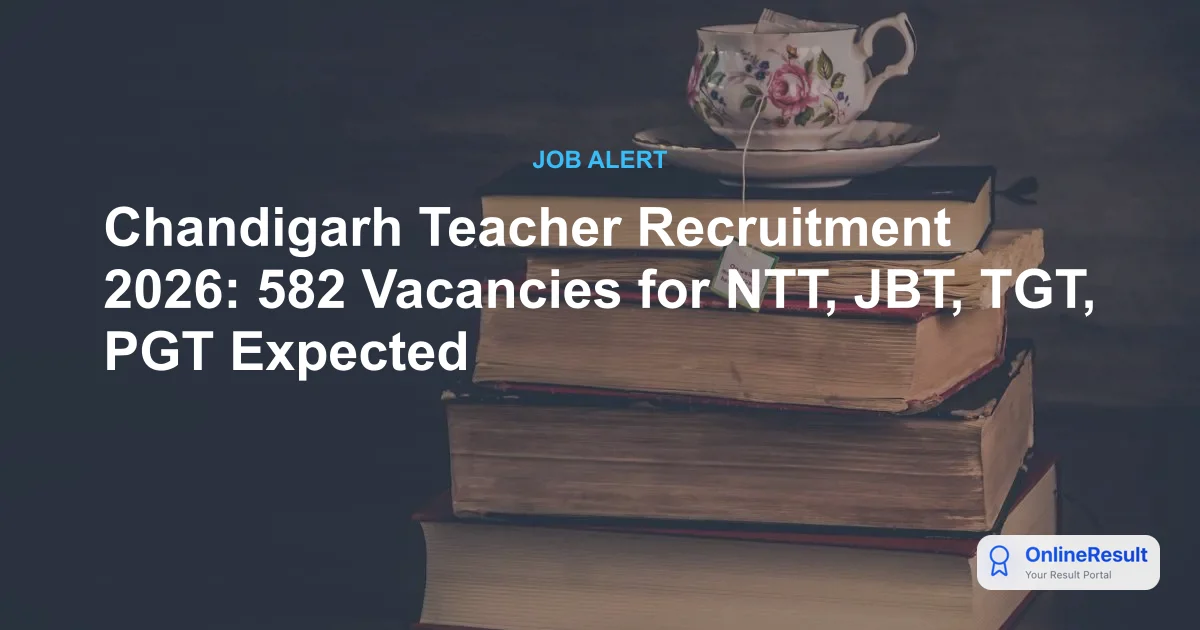 Chandigarh Teacher Recruitment 2026: 582 NTT, JBT, TGT, PGT Vacancies
