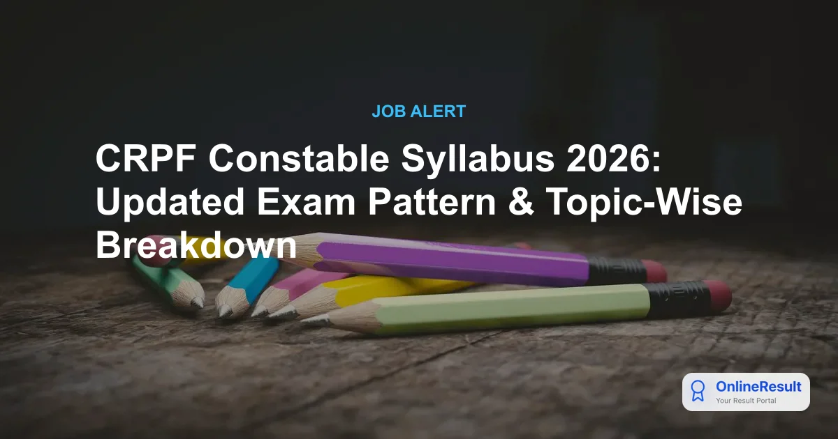 CRPF Constable Recruitment 2026: Complete Syllabus, Exam Pattern & Selection Guide