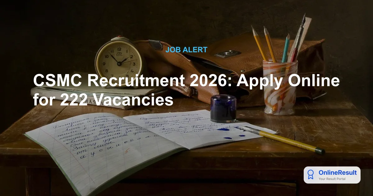 CSMC Recruitment 2026: Apply Online for 222 Group C Vacancies
