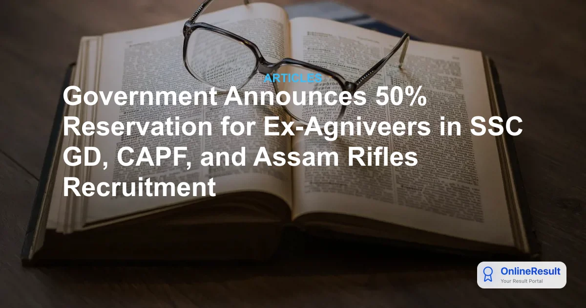 Government Announces 50% Reservation for Ex-Agniveers in CAPFs and Assam Rifles