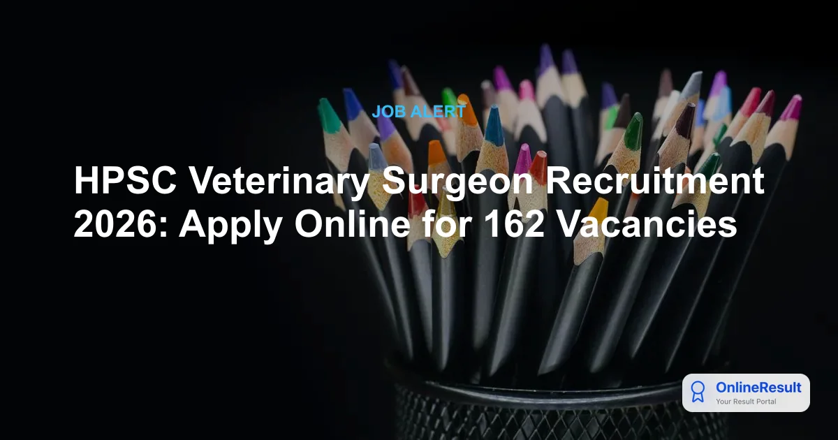 HPSC Veterinary Surgeon Recruitment 2026: Apply Online for 162 Vacancies