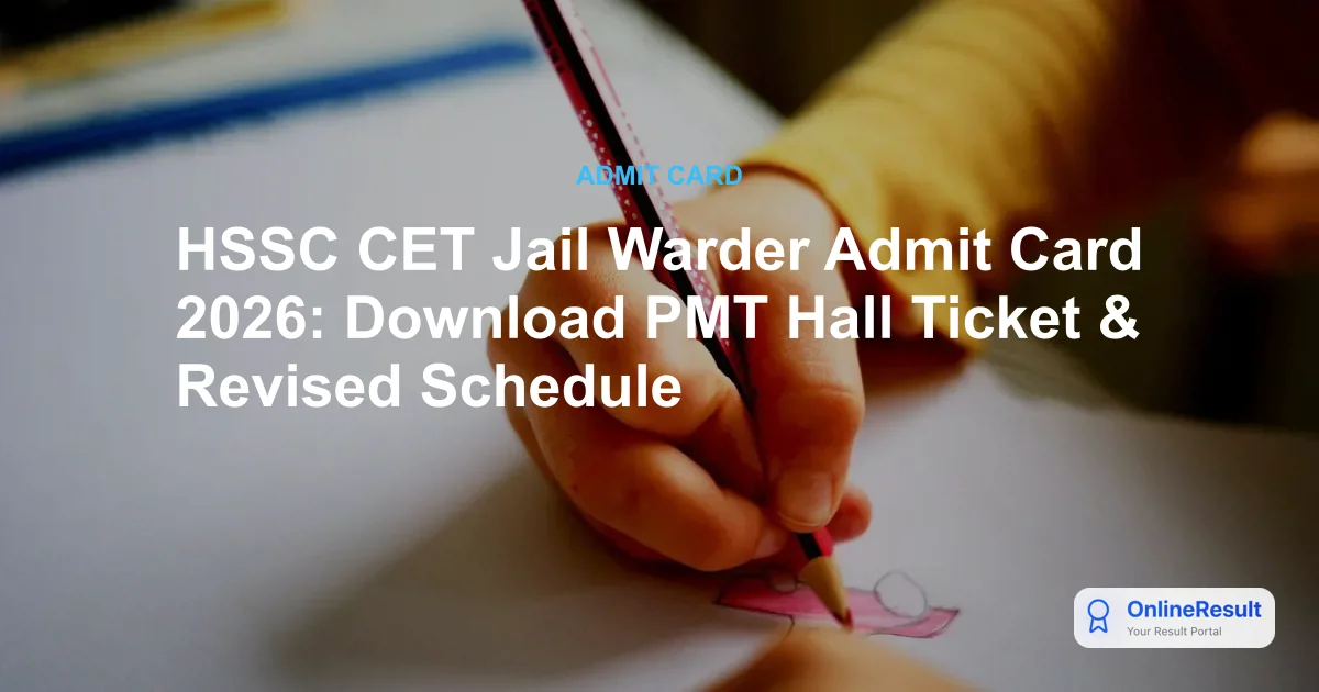 HSSC CET Jail Warder Admit Card 2026 Out: Download PMT Hall Ticket