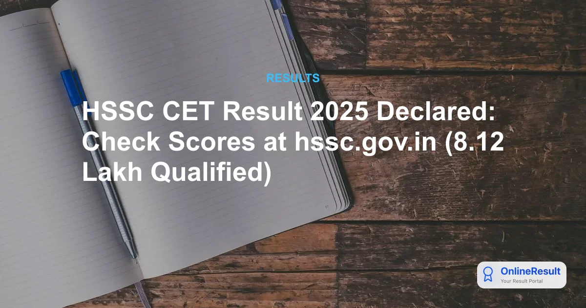 HSSC CET Result 2025 Out for Group C: Check Scores & Qualifiers