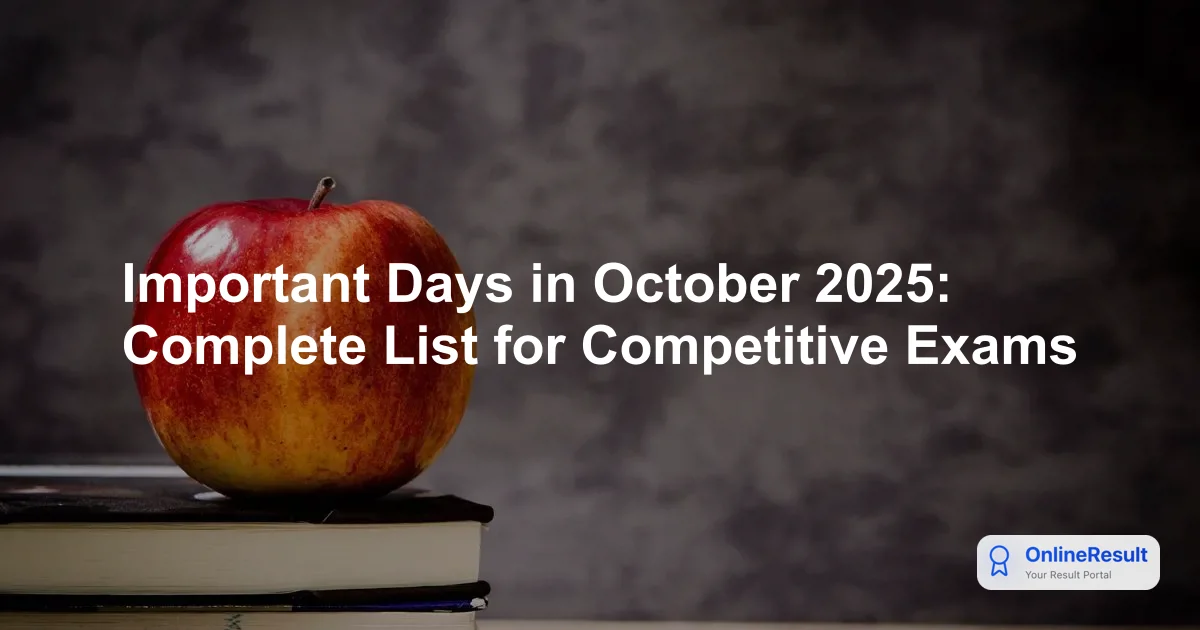 October 2025 Important Days & National Observances: Exam Prep Guide