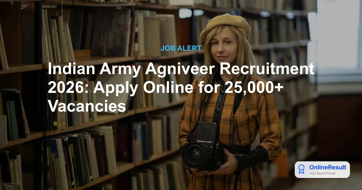 Indian Army Agniveer Recruitment 2026: Apply Online for 25,000+ Vacancies