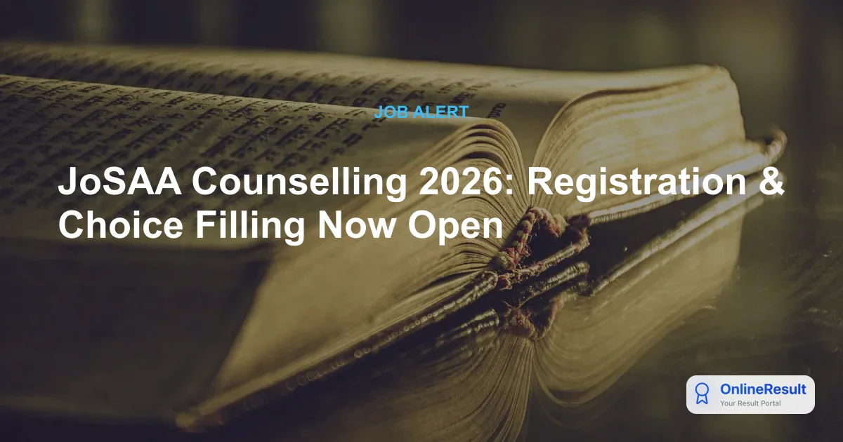 JoSAA 2026 Counselling Registration, Dates, Choice Filling & Admission Process