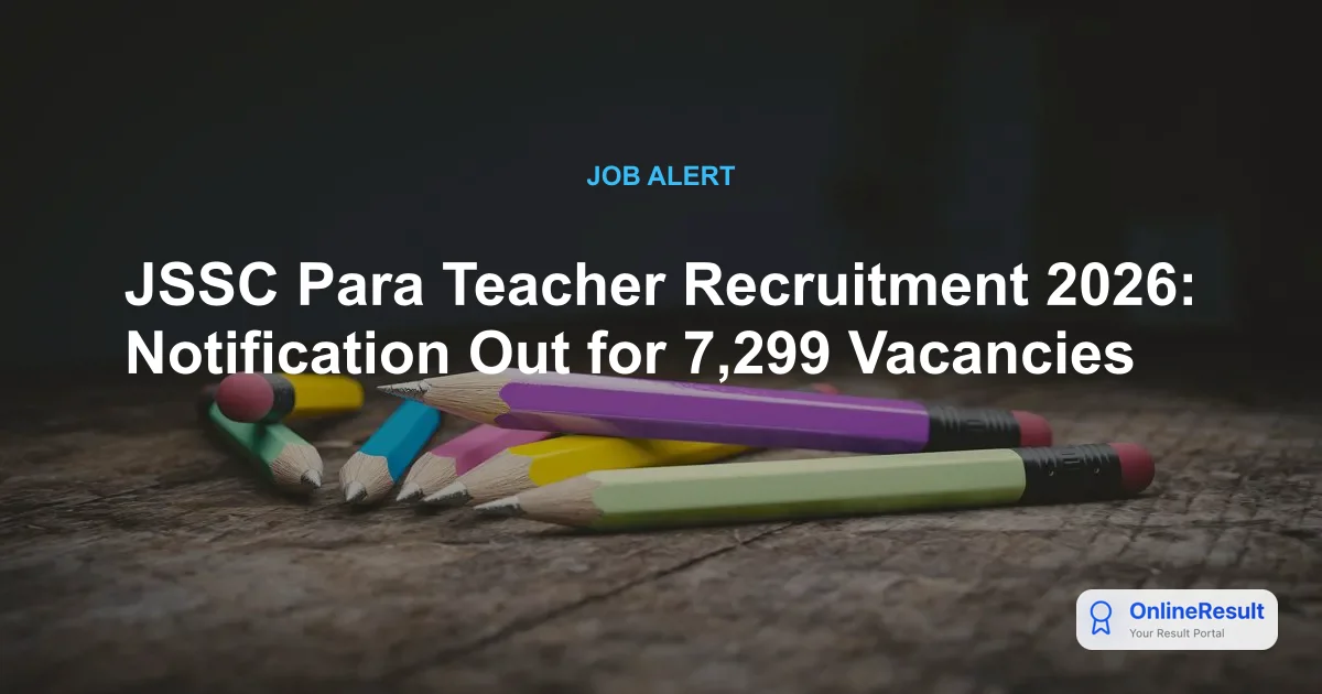 JSSC JTAACCE Para Teacher Recruitment 2026: Apply for 7,299 Vacancies in Jharkhand