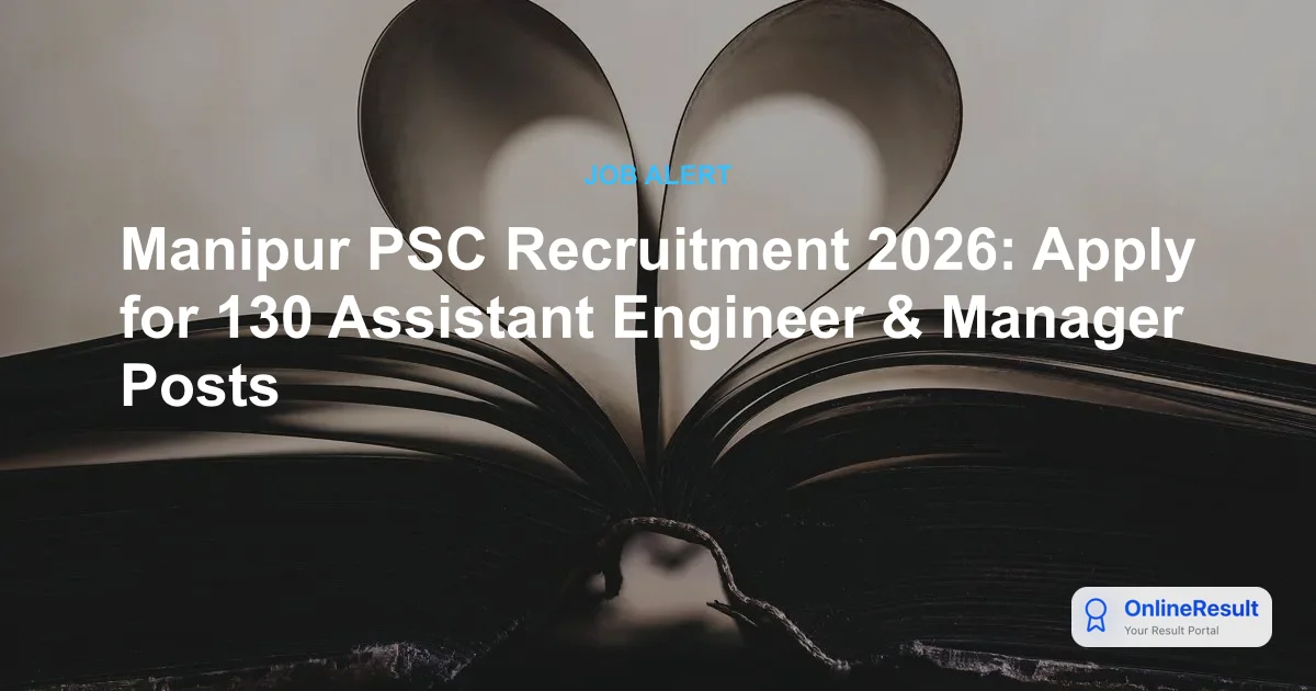 Manipur PSC Recruitment 2026: 130 AE & Manager Vacancies Open