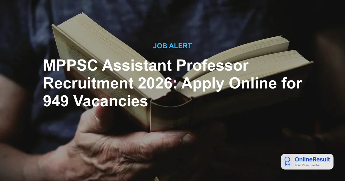 MPPSC Assistant Professor Recruitment 2026: Apply for 949 Vacancies