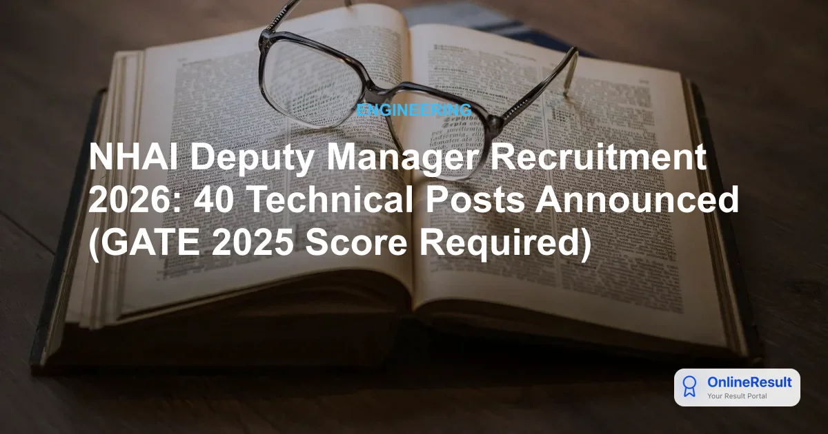 NHAI Deputy Manager Recruitment 2026: Apply for 40 Technical Posts