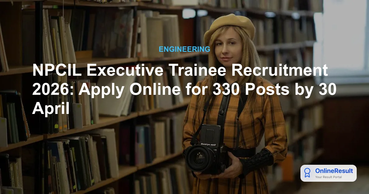NPCIL Executive Trainee Recruitment 2026: Apply Online for 330 GATE Qualified Engineers