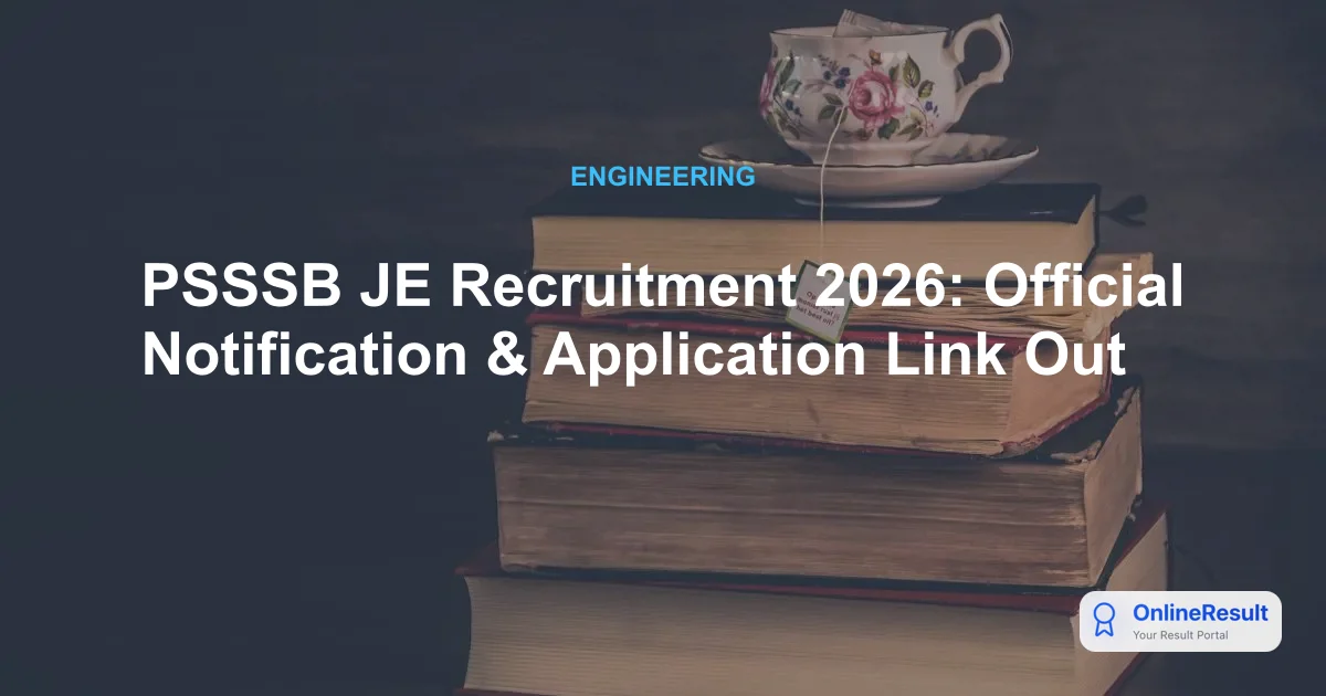 PSSSB JE Recruitment 2026: Apply Online for Civil, Mechanical, Electrical Posts