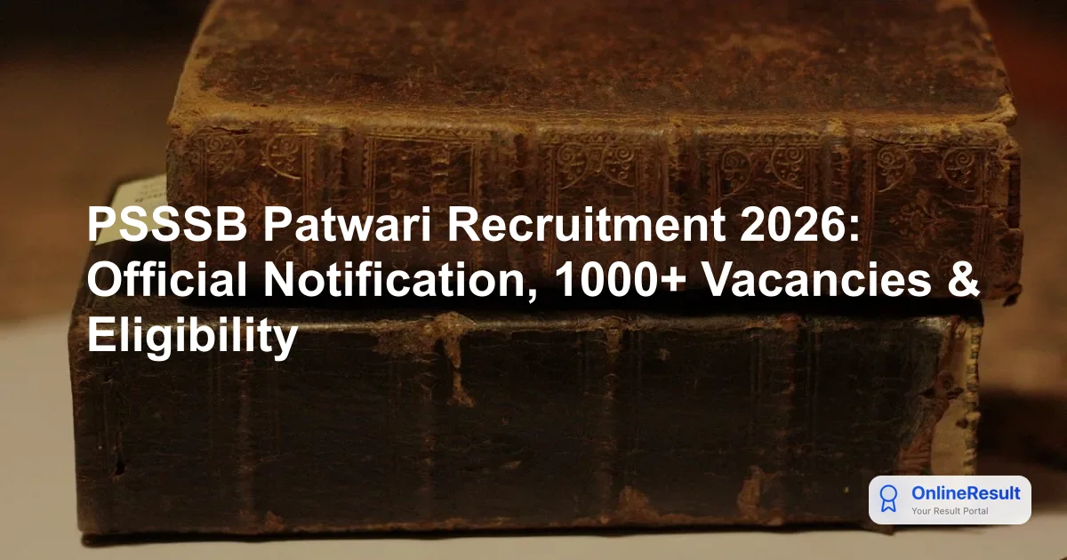 PSSSB Patwari Recruitment 2026: Eligibility, Exam Pattern, and Salary