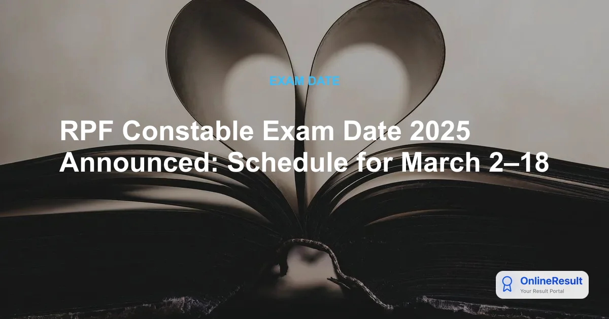 RPF Constable Exam Schedule 2025: CBT Dates, Shifts & Vacancy Details
