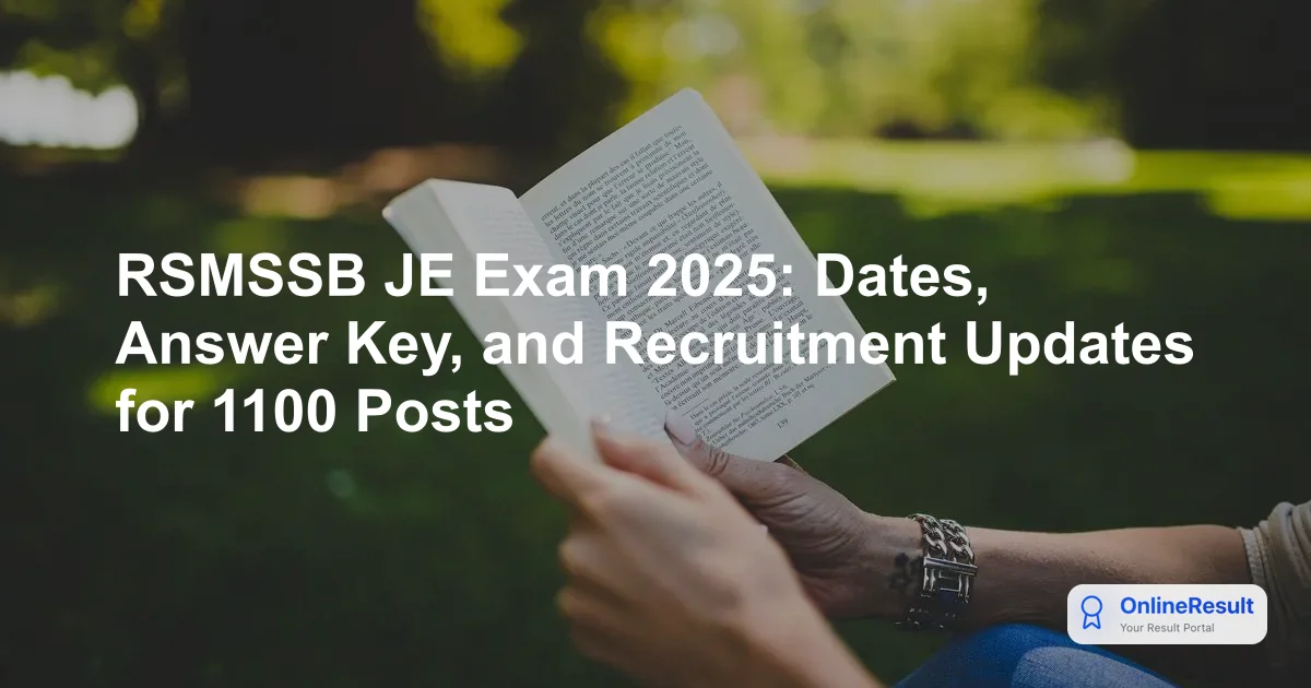 RSMSSB JE Recruitment 2025: 1100 Vacancies, Exam Dates, Syllabus & Results