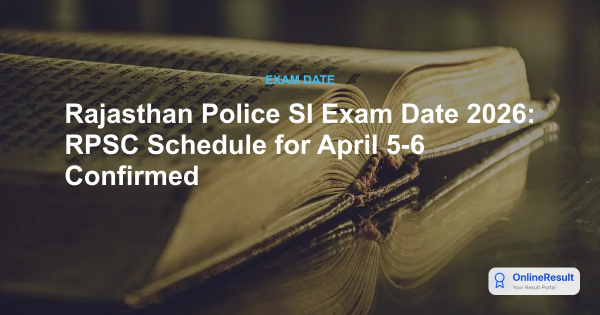 Rajasthan Police SI Recruitment 2026: RPSC Exam Dates, 1015 Vacancies, Apply Online