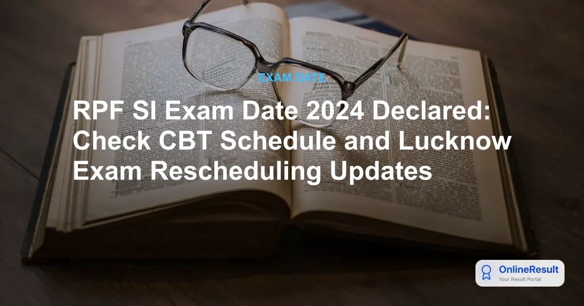 RPF SI Exam Date 2024 Schedule, Admit Card & CBT Details