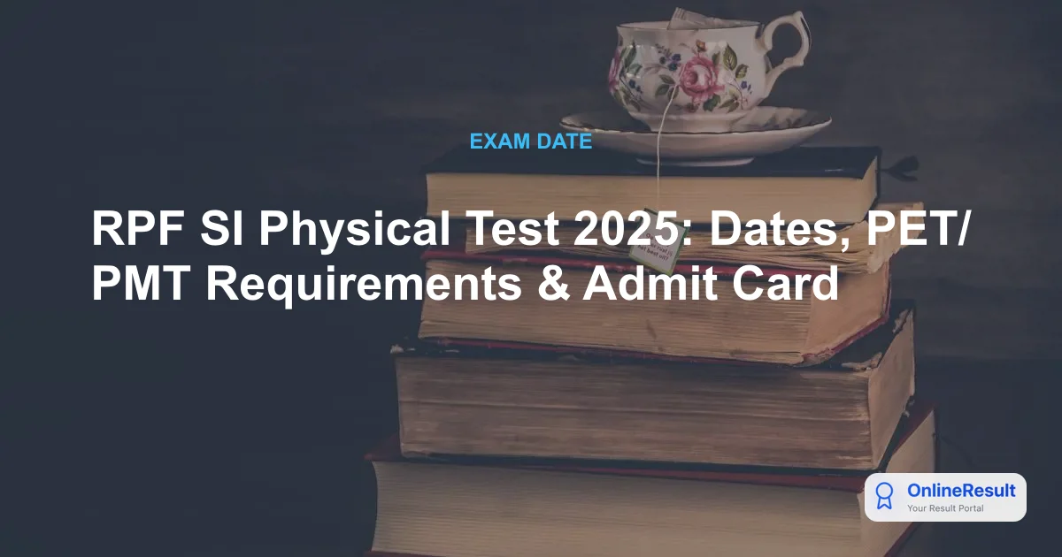 RPF SI Physical Test 2025 Dates, PET, PMT Standards & Schedule