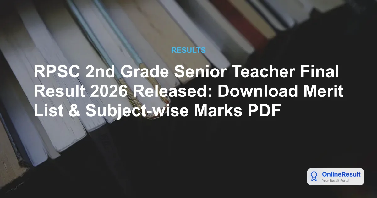 RPSC 2nd Grade Teacher Result 2026: Check Science, Urdu, Sanskrit, and Social Science Final Results