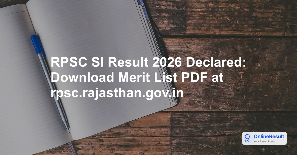 RPSC SI Result 2026 Declared: Check Your Shortlist Status for PET/PMT