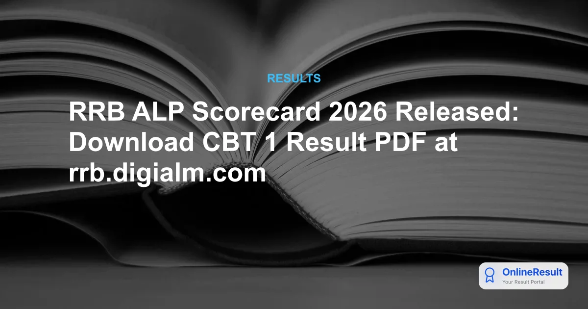 RRB ALP Scorecard 2026 Released: Download CBT 1 Results for 10,970 Posts