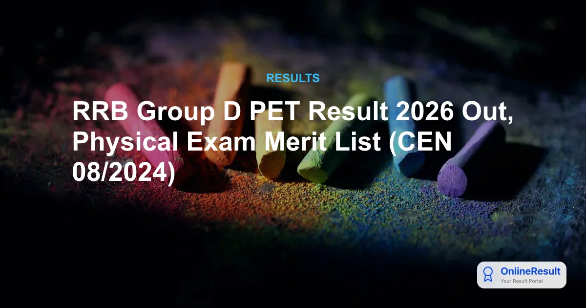 RRB Group D PET Result 2026 Out: Check CEN No. RRC-08/2024 Zone Wise Status