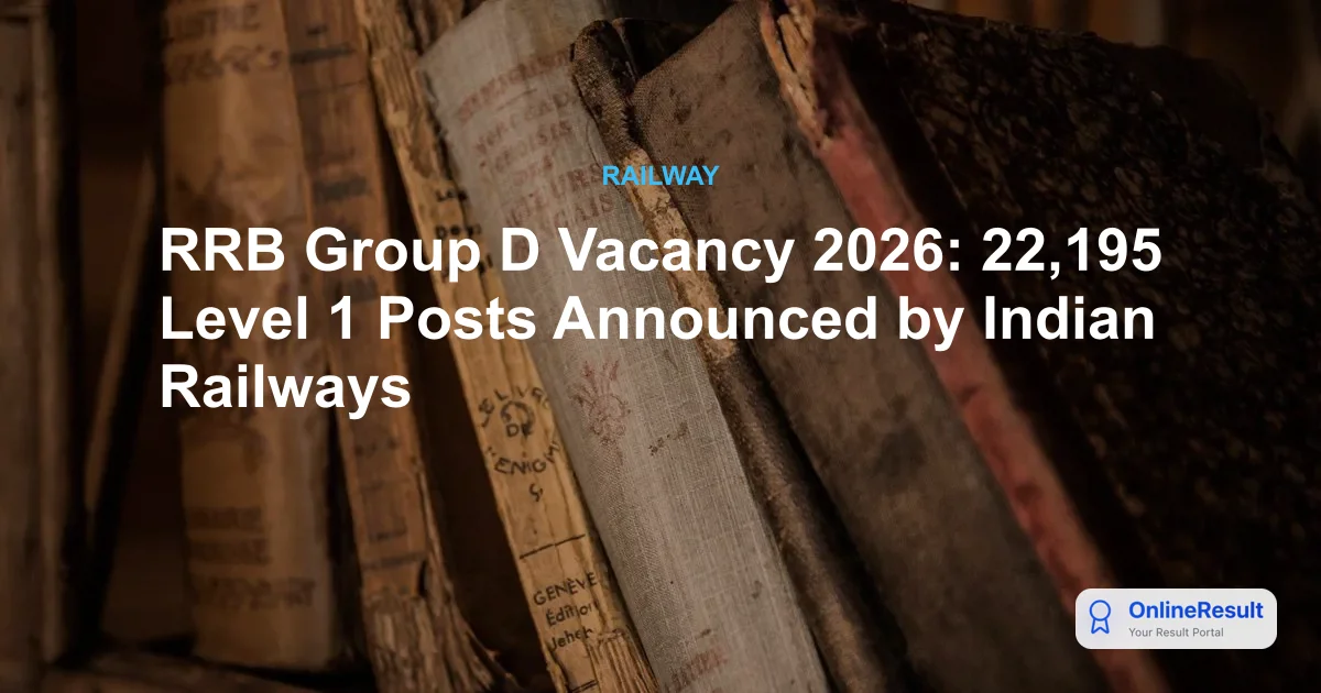 RRB Group D 2026 Recruitment: Apply for 22,195 Level 1 Vacancies (CEN 09/2025)