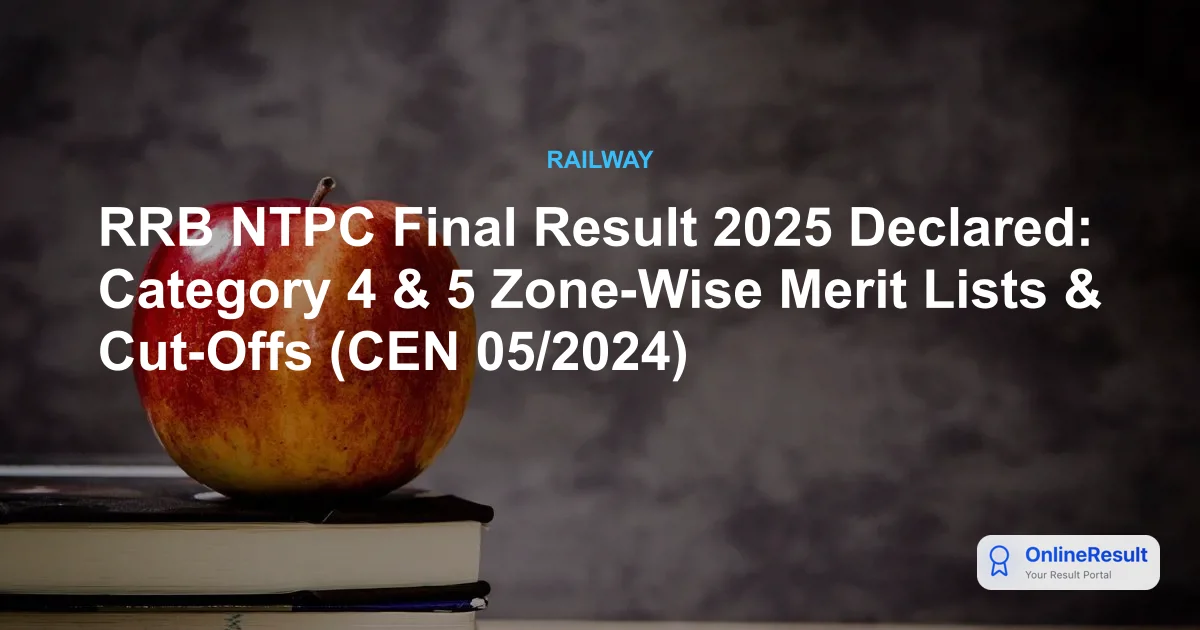 RRB NTPC Graduate Final Result 2026: Category 4 & 5 Merit Lists Released