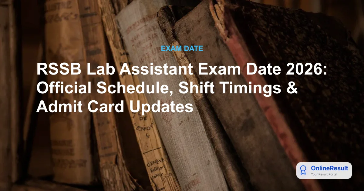 RSSB Lab Assistant Exam Date 2026 Announced: Check Schedule, Shifts & Vacancies