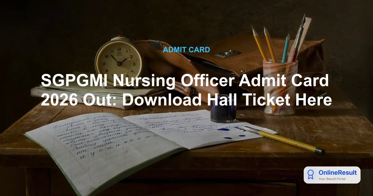 SGPGMI Nursing Officer Admit Card 2026 Out - Download CBT Hall Ticket