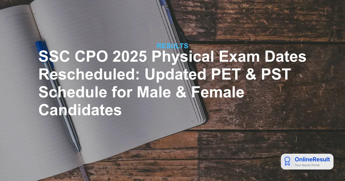 SSC CPO 2025 Physical Exam Dates Rescheduled: PET/PST Schedule, Venue & Standards
