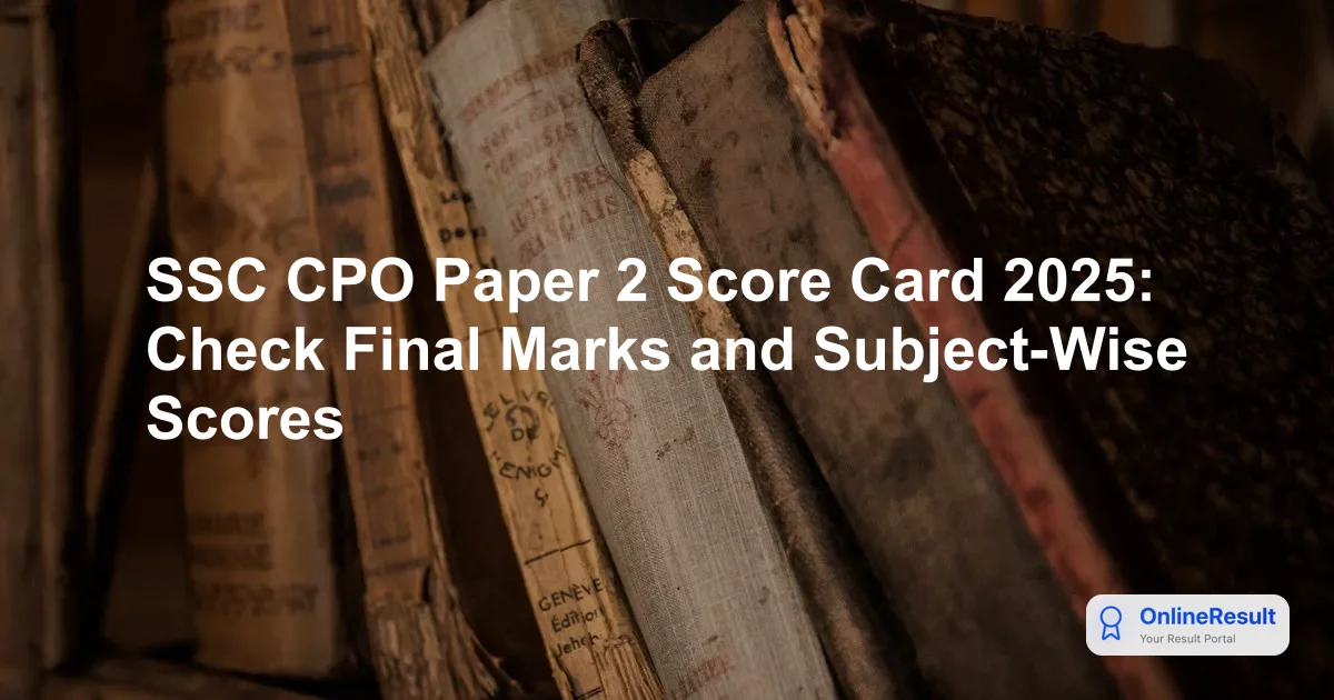 SSC CPO Paper 2 Score Card 2025: Release Date, Steps to Download & Result Stats